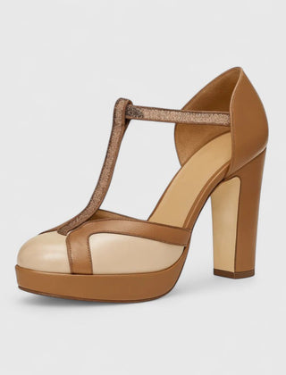 Brown Nadia sophisticated high heels by THE WHITMORE FAMILY, featuring elegant pointed toes and sleek design for formal wear.