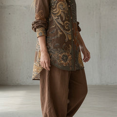 Brown Natalie Vintage Set™ by THE WHITMORE FAMILY, featuring a cozy, stylish clothing ensemble with vintage-inspired details.
