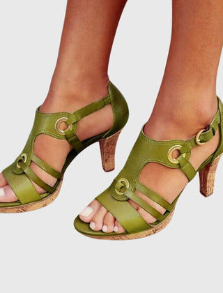 Brown Carla orthopaedic heels by THE WHITMORE FAMILY featuring supportive design and stylish silhouette.