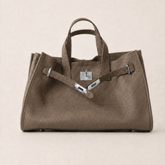 Coffee brown leather tote bag by THE WHITMORE FAMILY, featuring the Meridian Leather Tote design and stylish, spacious interior.