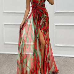 Blue Sandra vibrant draped dress designed for wedding guests by THE WHITMORE FAMILY, featuring elegant draping and a stylish fit.
