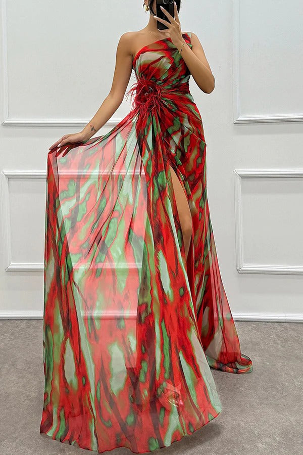 Sandra vibrant draped dress for wedding guest, blue, elegant style by THE WHITMORE FAMILY, perfect for special occasions.