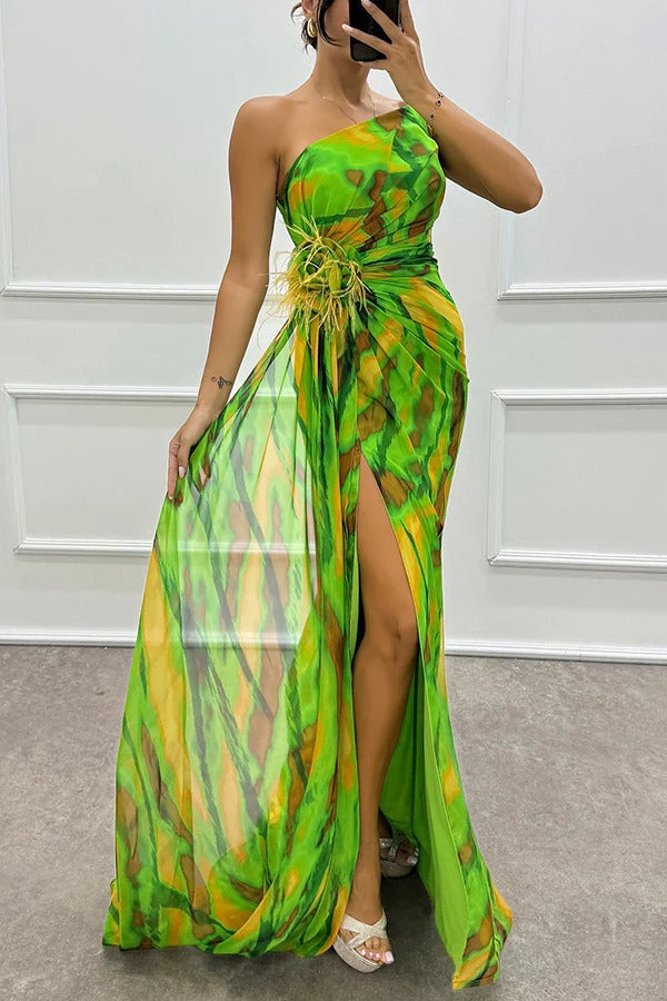 Blue Sandra vibrant draped dress for wedding guest, stylish and elegant by THE WHITMORE FAMILY, perfect for formal occasions.