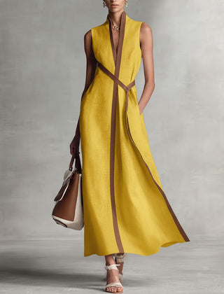 Burgundy Ashley sleeveless maxi dress by THE WHITMORE FAMILY, flowing fabric with a fitted bodice and ankle-length skirt.