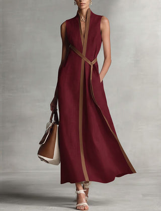Burgundy Ashley sleeveless maxi dress by THE WHITMORE FAMILY featuring a flowing silhouette and elegant design.
