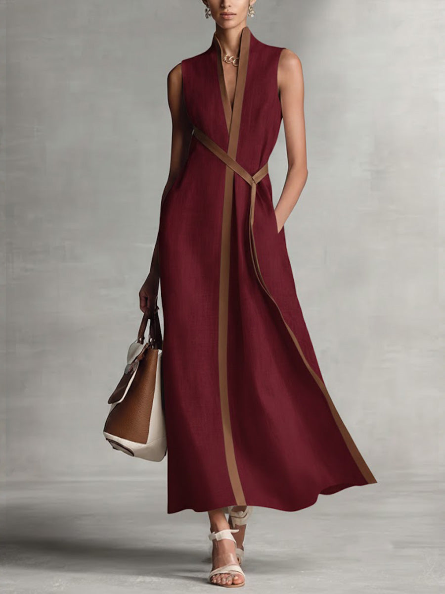 Burgundy Ashley sleeveless maxi dress by THE WHITMORE FAMILY featuring a flowing silhouette and elegant design.