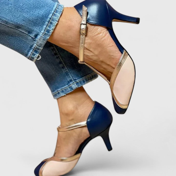 Caramel Tazariah comfortable heels by THE WHITMORE FAMILY, stylish footwear with a sleek design and cushioned sole.
