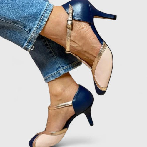 Caramel Tazariah comfortable heels by THE WHITMORE FAMILY, stylish footwear with a sleek design and sturdy heel.