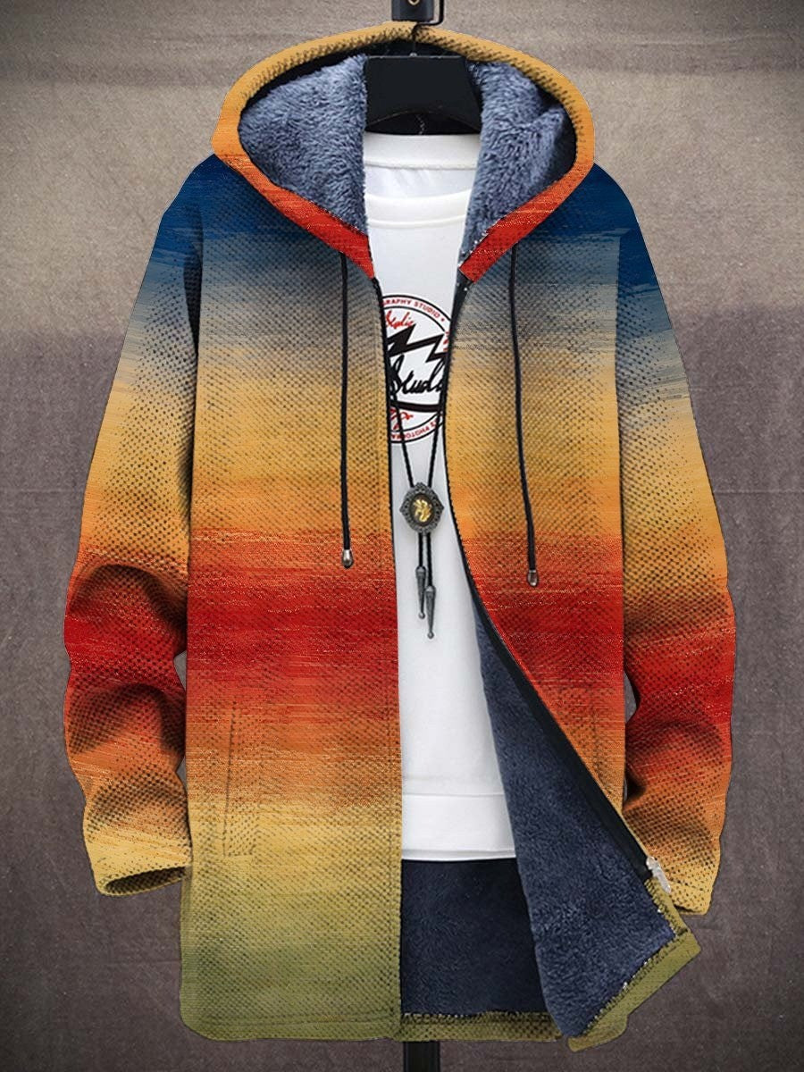 Noora Luxurious art-inspired hooded cardigan by THE WHITMORE FAMILY, featuring intricate patterns and a cozy, stylish fit.