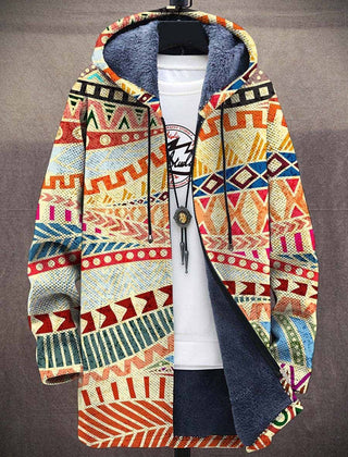 Luxurious Dashiell artistic hooded cardigan by THE WHITMORE FAMILY, featuring a cozy fit and artistic design in soft fabric.
