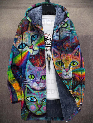 Luxurious Kalani artistic hooded cardigan by THE WHITMORE FAMILY featuring intricate design and soft fabric, styled with a relaxed fit.