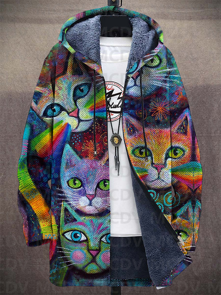 Luxurious Kalani artistic hooded cardigan by THE WHITMORE FAMILY featuring intricate design and soft fabric, styled with a relaxed fit.