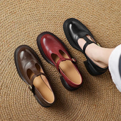 Red Barbara Chunky Pumps Mary Janes by THE WHITMORE FAMILY, featuring a stylish, chunky design and classic Mary Jane straps.