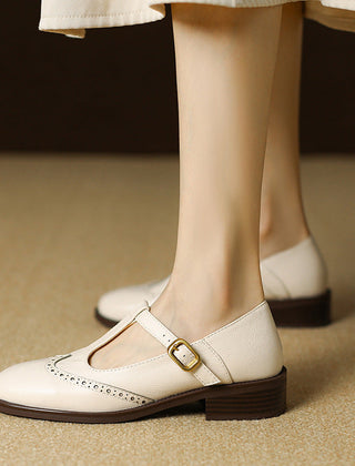 Beige Suzy Mary Janes by THE WHITMORE FAMILY, stylish girls' shoes with classic Mary Jane design and comfortable fit.