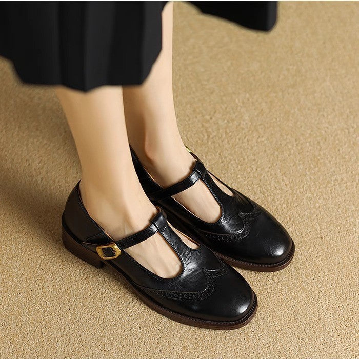 Beige Suzy Mary Janes by THE WHITMORE FAMILY, stylish shoes with classic design and comfortable fit, size 5.
