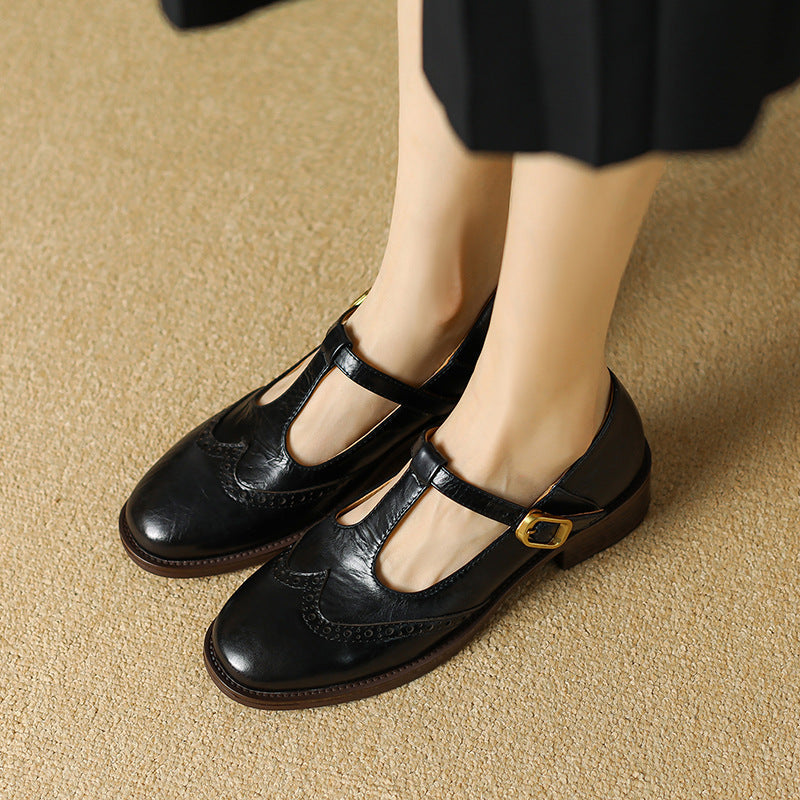 Beige Suzy Stylish Mary Janes by THE WHITMORE FAMILY, featuring classic design and comfortable fit for everyday wear.