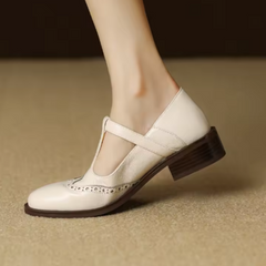 Beige Suzy Mary Janes by THE WHITMORE FAMILY, stylish women's shoes with classic design and comfortable fit.