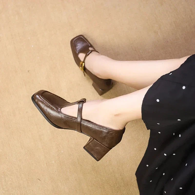 Brown Dorvanna French Mary Janes by THE WHITMORE FAMILY, CL-0690, featuring classic design and comfortable fit for women.