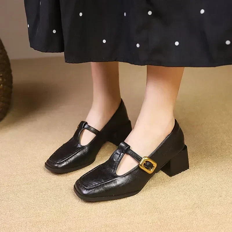 Brown Dorvanna French Mary Janes by THE WHITMORE FAMILY, size 5, featuring classic strap design and polished leather finish.