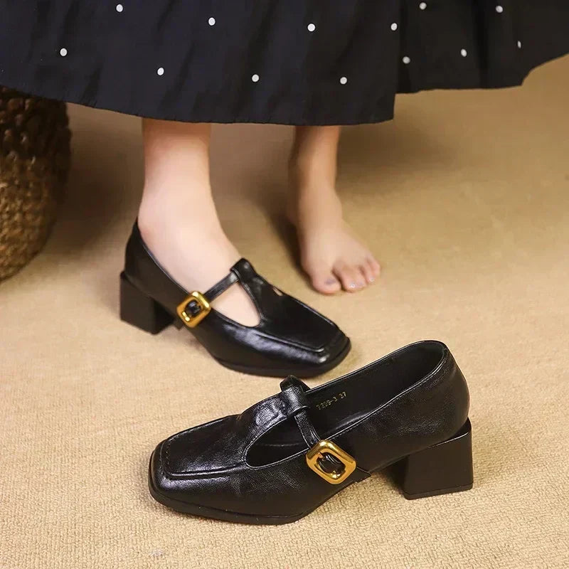 Brown Dorvanna French Mary Janes by THE WHITMORE FAMILY, size 5, featuring classic design and comfortable leather straps.