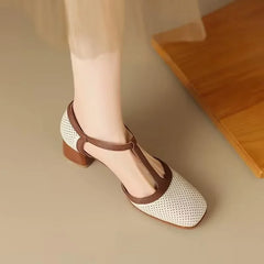Isava mid-heel leather shoes in off-white with sleek design, from THE WHITMORE FAMILY, style CL-0695.