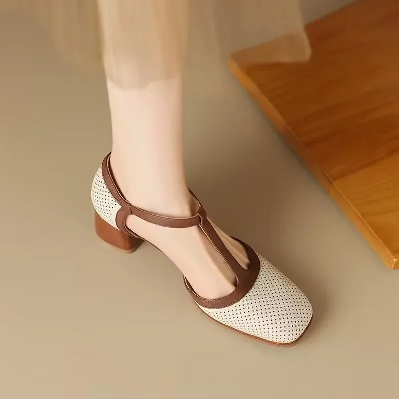 Isava mid-heel leather shoes in off-white with sleek design, from THE WHITMORE FAMILY, style CL-0695.
