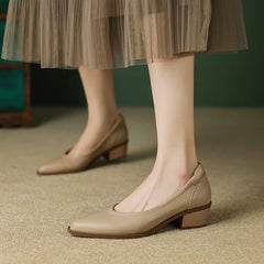 Apricot Heather Mid Heeled Mary Janes by THE WHITMORE FAMILY, stylish shoes with a classic Mary Jane design and mid-height heel.