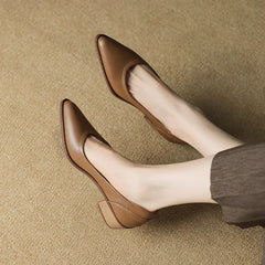 Heather mid-heeled Mary Janes in apricot, stylish footwear by THE WHITMORE FAMILY, featuring classic design and comfortable fit.