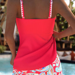 Cyan Tessa™ Stylish Ruched Tankini Swim Set by THE WHITMORE FAMILY, featuring a ruched design and comfortable swimwear fit.