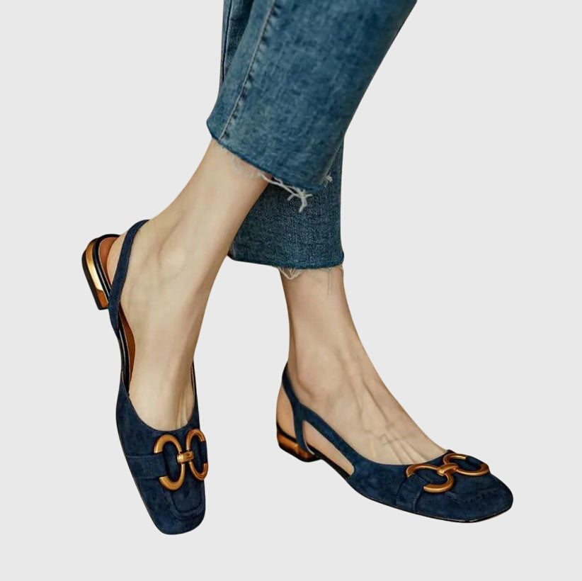 Dark blue Cecilia™ orthopedic sandals by THE WHITMORE FAMILY with cushioned soles and supportive design, perfect for comfortable wear.