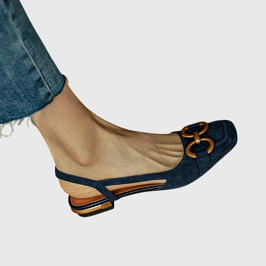 Dark blue Cecilia™ orthopedic sandals by THE WHITMORE FAMILY featuring supportive arch support and comfortable design.