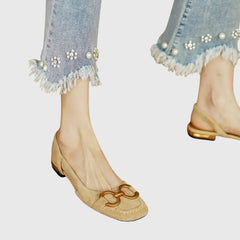 Dark blue Cecilia™ orthopedic sandals by THE WHITMORE FAMILY, featuring supportive soles and stylish design for comfortable wear.