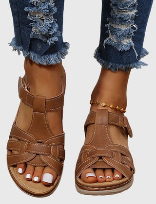Dark brown Dakota orthopedic sandals by THE WHITMORE FAMILY featuring cushioned footbed and supportive design for comfort.