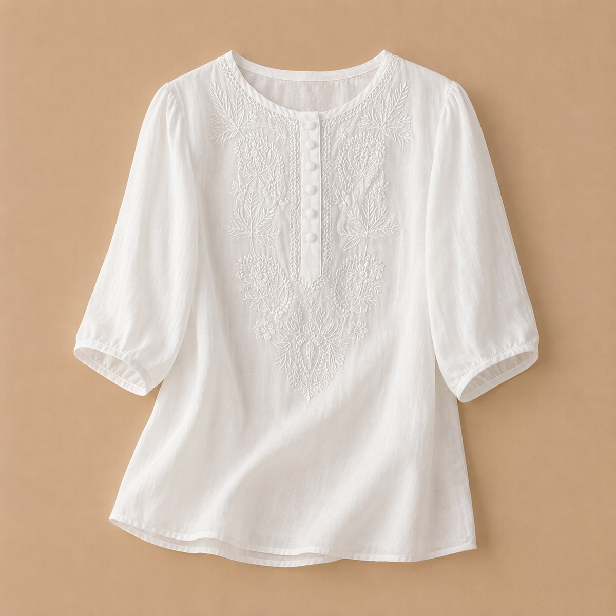 Dark khaki Verena cotton linen blouse by THE WHITMORE FAMILY featuring a relaxed fit and lightweight, breathable fabric.