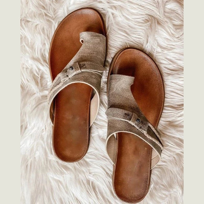Delia™ orthopedic comfort sandals by THE WHITMORE FAMILY in khaki, featuring supportive design and cushioned straps.