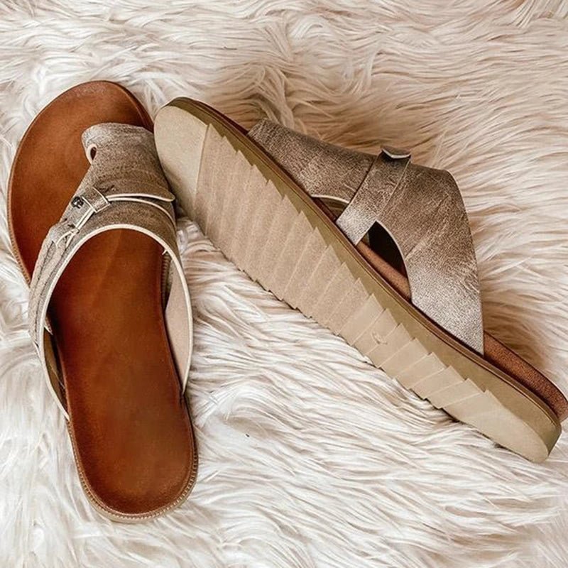 Delia orthopedic comfort sandals by THE WHITMORE FAMILY in khaki, featuring supportive design and cushioned sole for all-day wear.