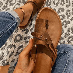 Delia™ orthopedic comfort sandals in khaki from THE WHITMORE FAMILY, featuring supportive design and casual style.