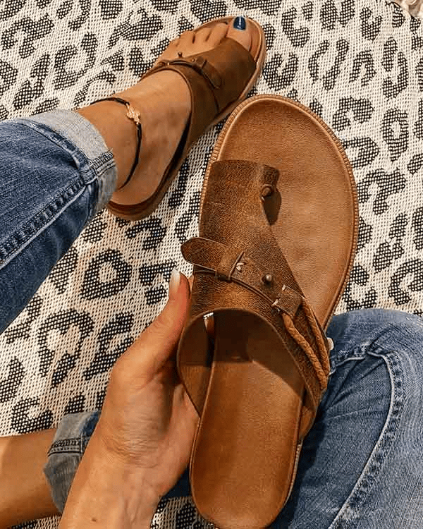 Delia™ orthopedic comfort sandals in khaki from THE WHITMORE FAMILY, featuring supportive design and casual style.