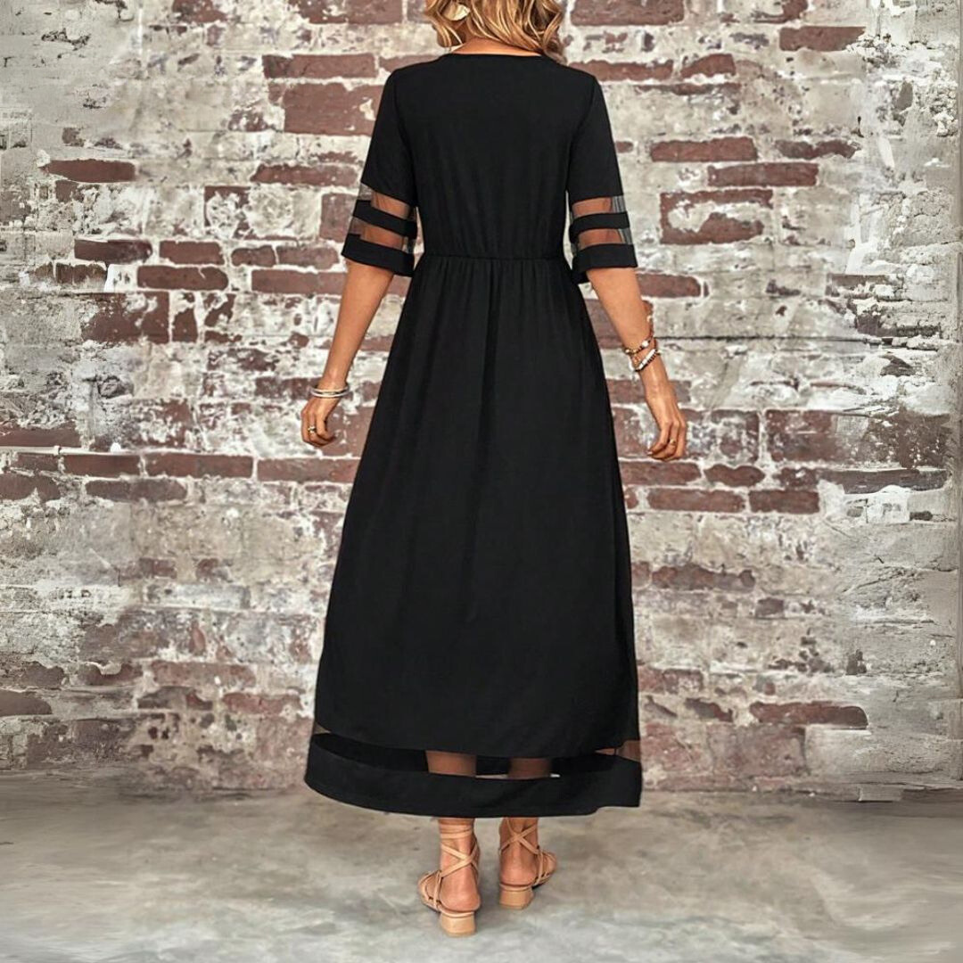 Black Aubrey midi dress by THE WHITMORE FAMILY featuring a flattering, tummy-smoothing fit and elegant design.