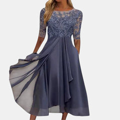 Blue Rhonda lace dress by THE WHITMORE FAMILY featuring elegant lace details and a flattering fit.