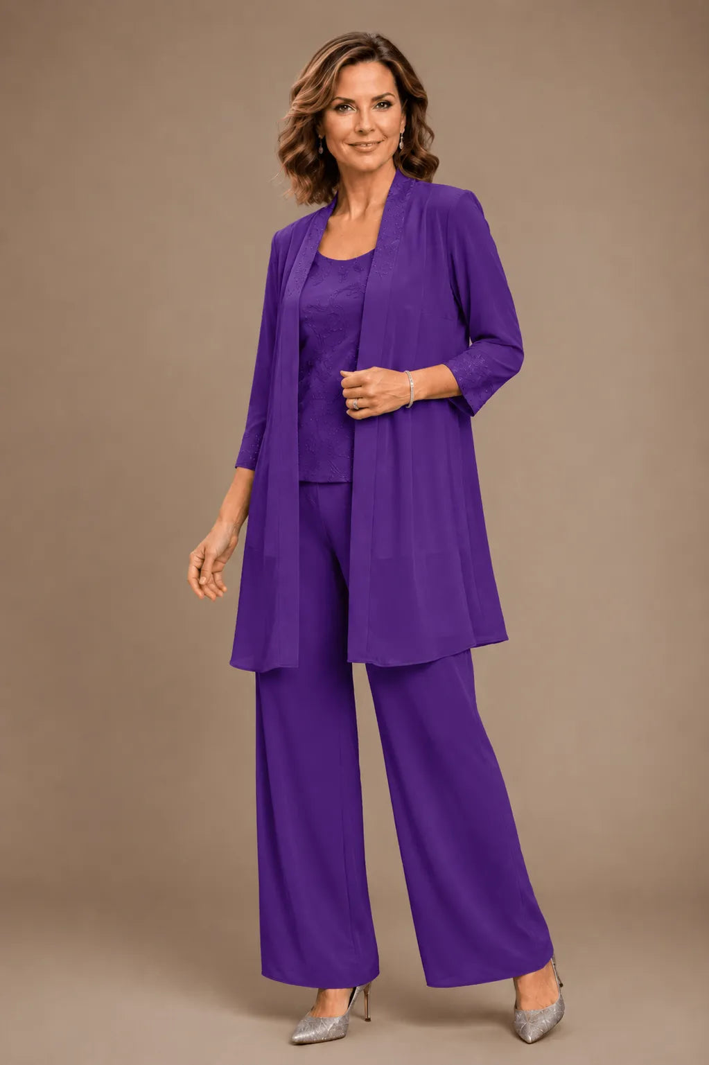 Evelyn embroidered three-piece pant set dress by THE WHITMORE FAMILY featuring intricate embroidery in a stylish design.