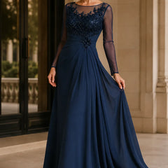 Sheer lace bodice A-line evening dress by THE WHITMORE FAMILY, front view, elegant formal dress with intricate lace details.