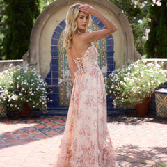 Pink Sofia elegant flowing dress by THE WHITMORE FAMILY, showcasing lightweight fabric and stylish design for women.