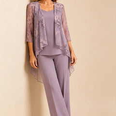 Floral chiffon overlay pant set dress by THE WHITMORE FAMILY featuring a flowy, elegant design with a wisteria floral pattern.