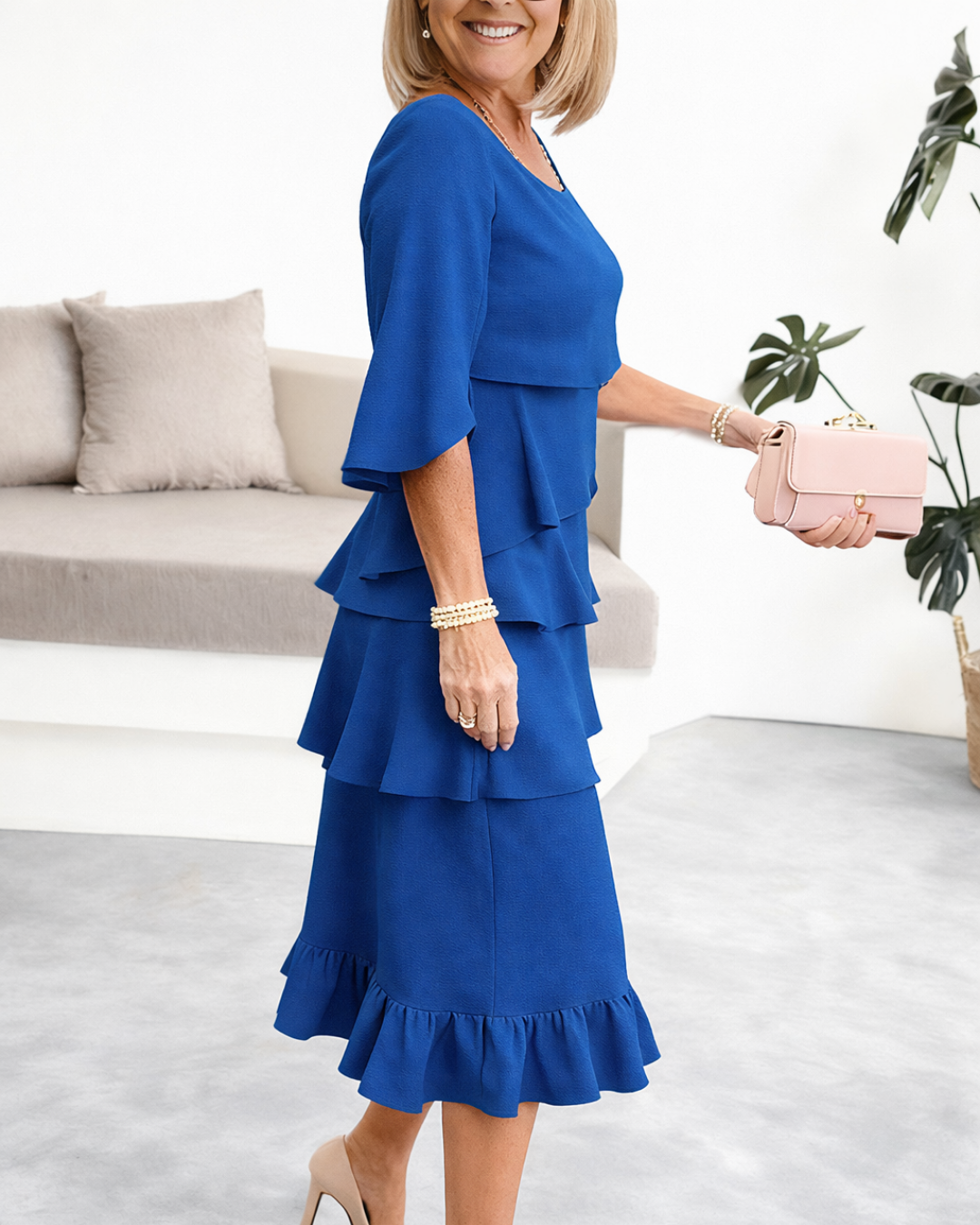 Black Patricia ruffle dress by THE WHITMORE FAMILY featuring elegant design and comfortable fit, perfect for stylish occasions.