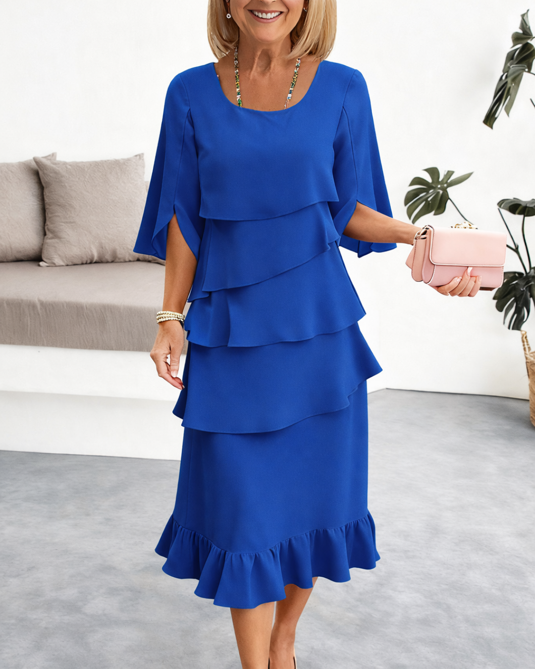 Black Patricia ruffle dress by THE WHITMORE FAMILY featuring elegant, flowing fabric and stylish ruffle details.