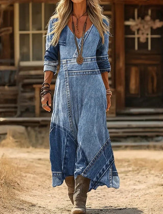 Blue Hailey dress by THE WHITMORE FAMILY, showcasing a relaxed, effortless style with comfortable fit and casual elegance.