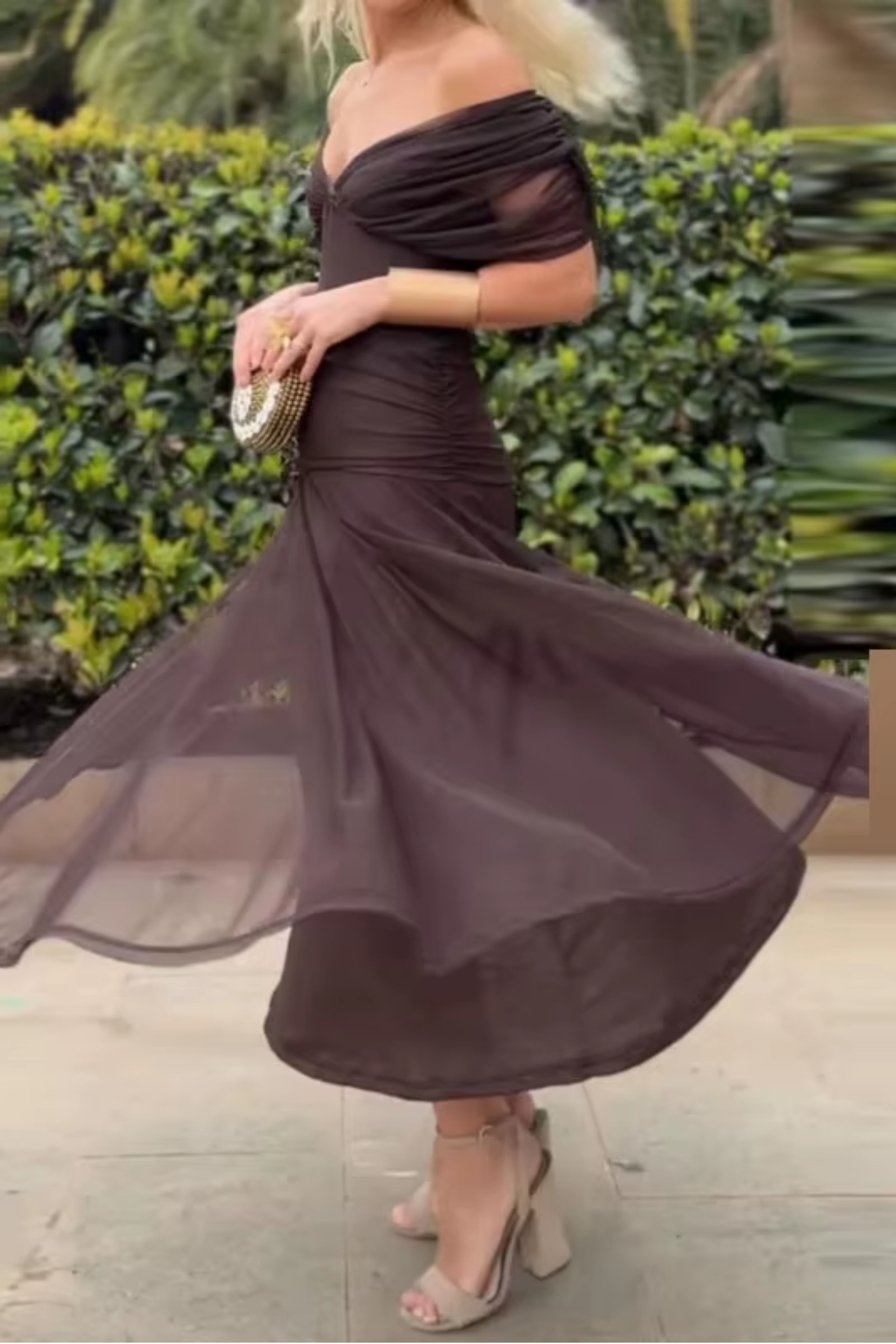Bottle green Emma elegant maxi party dress by THE WHITMORE FAMILY, featuring a flowing design and stylish silhouette.