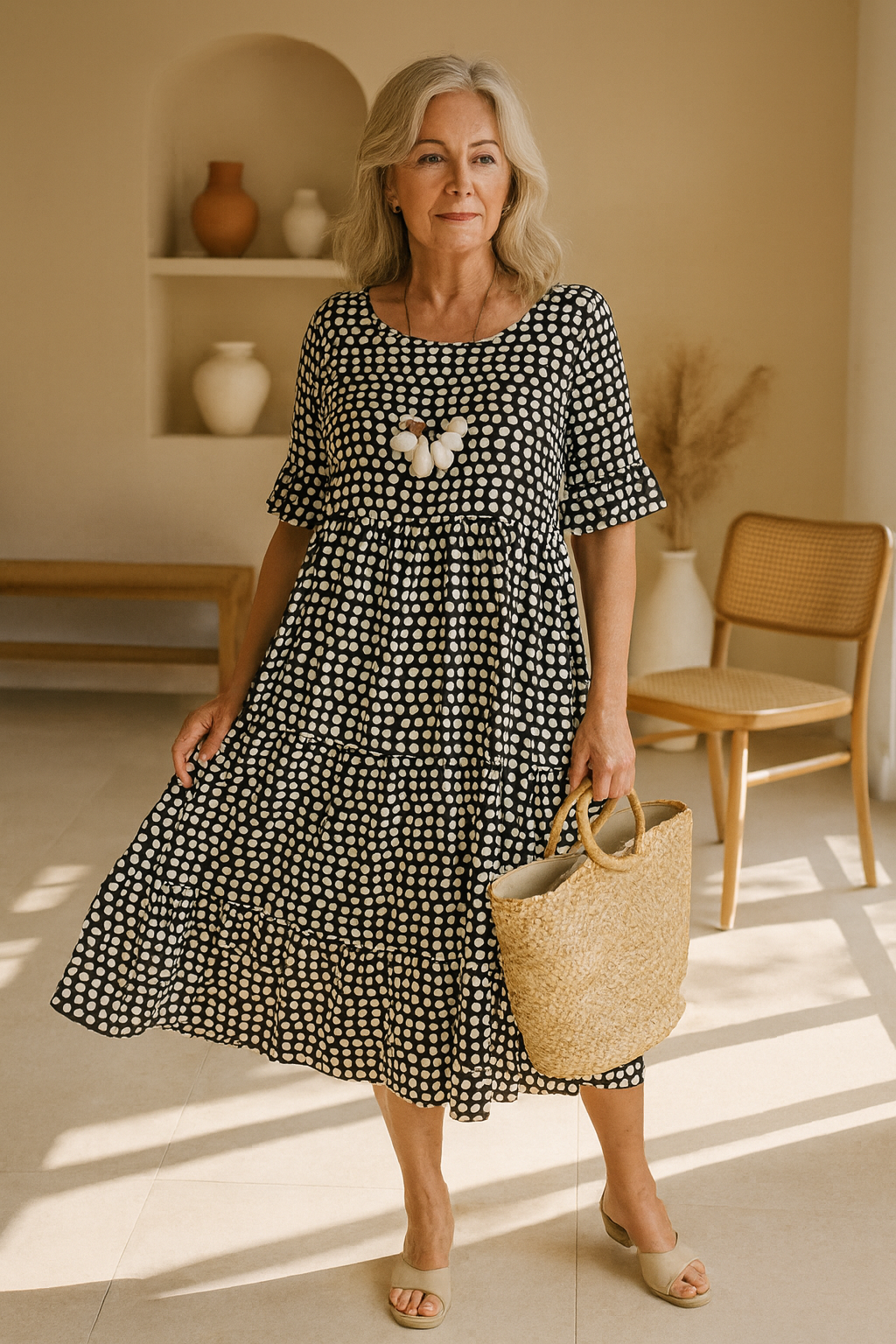 Brown Iris Sable Midi Dress by THE WHITMORE FAMILY, featuring a flowing silhouette and elegant design.