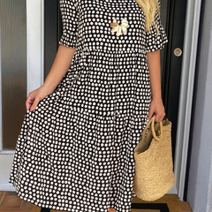 Brown Iris Sable Midi Dress by THE WHITMORE FAMILY, featuring a flowing silhouette and elegant design for stylish wear.
